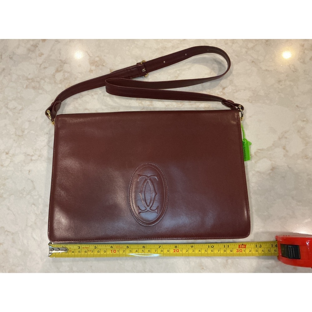 Cartier Crossbody Bag Leather‎ Shoulder Bag Clutch Burgundy Designer
